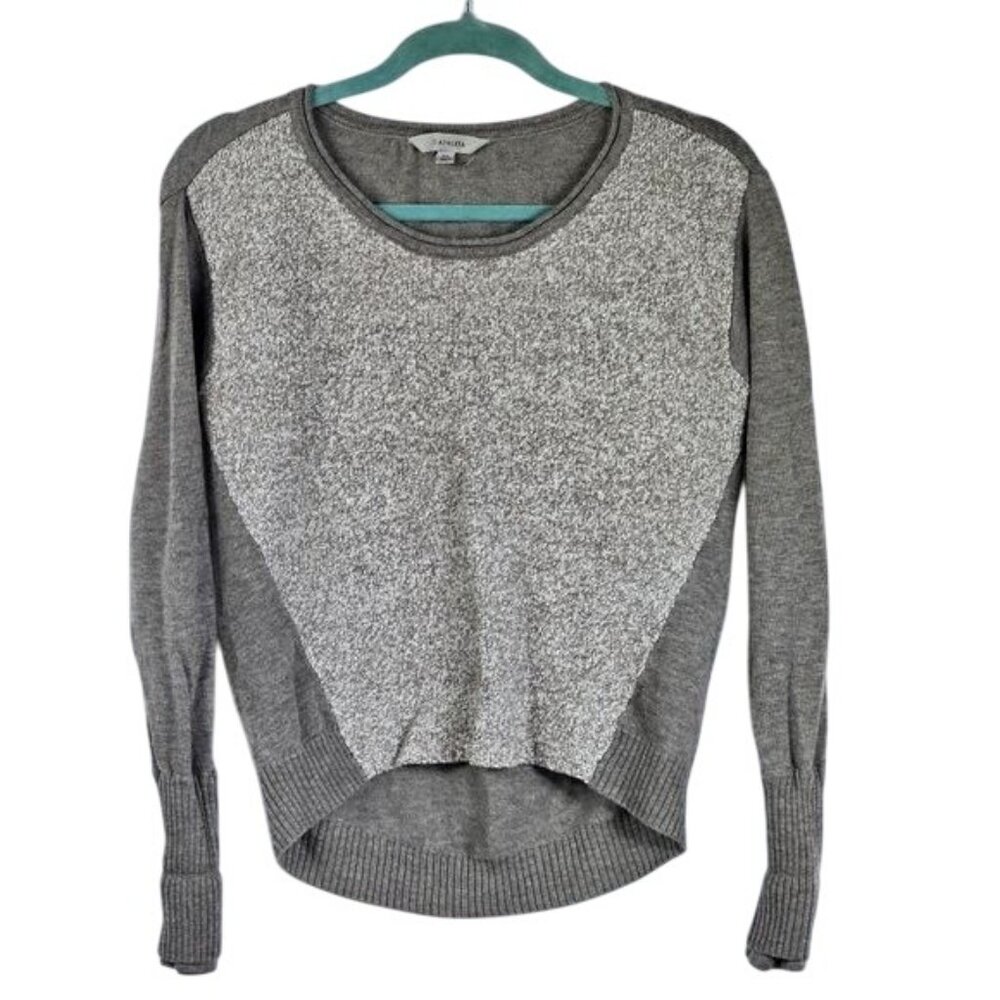 Athleta Wool Blend Crewneck Sweater Sz XS Khaki Mixed‎ Media Neutral Casual